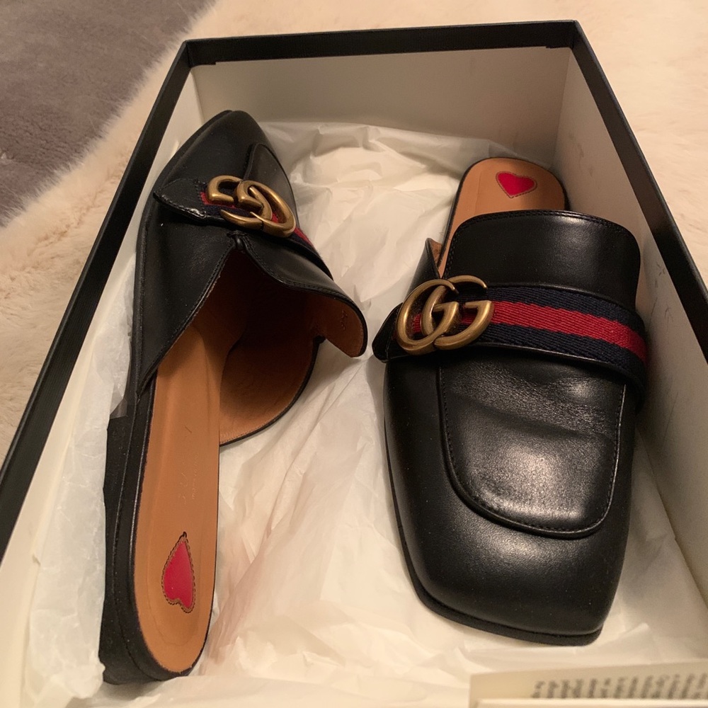 Gucci square toe mule slides